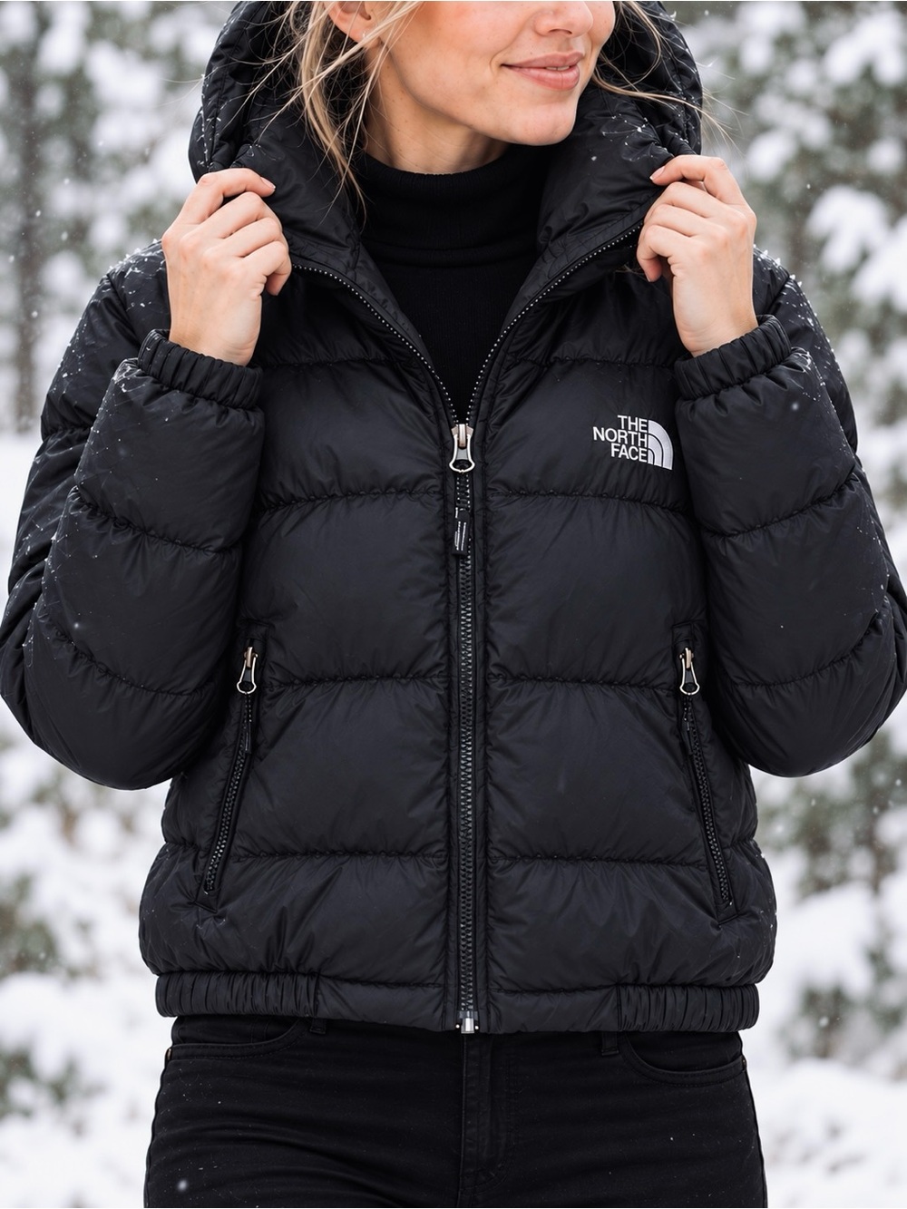 The North Face Hydrenalite 600 Cropped Down Puffer Hooded Black Medium